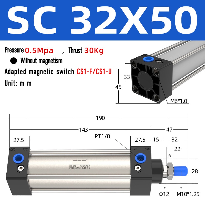 Sc Pneumatic Air Cylinder Sc Series Economy Model Mm Mm Bore