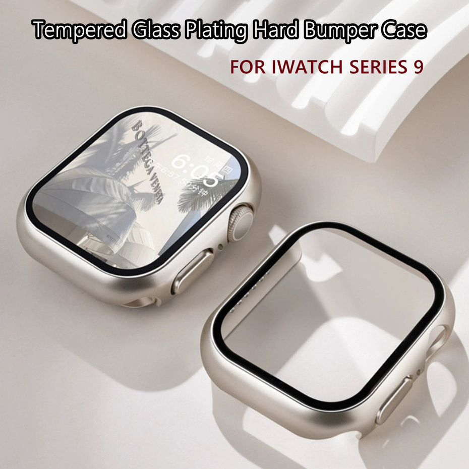 For Apple Watch Case Screen Protector Tempered Glass Plating Hard Bumper  Case For iWatch Series 10 SE Ultra2 49mm 41mm 45mm 40mm 