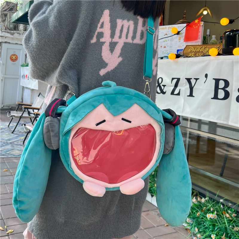 New Hatsune Miku Cute Girl Crossbody Cross Transparent Bag Doll ...