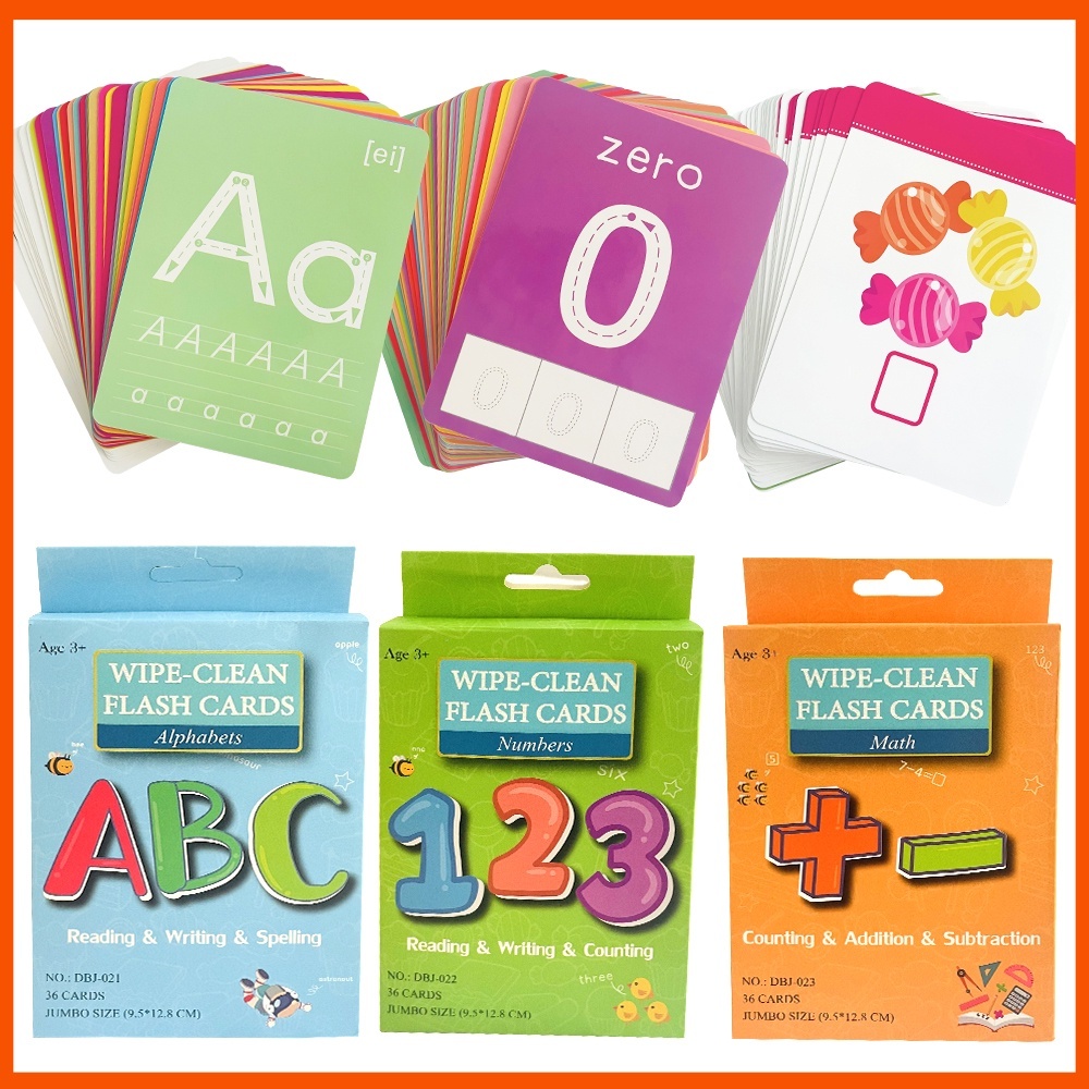 3PCS Children Abc Letter & Numbers & Shapes & Colors Flash Cards ...