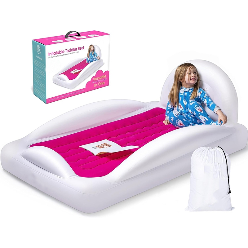 Inflatable Toddler Travel Bed with Safety Bumpers Backrest Portable ...