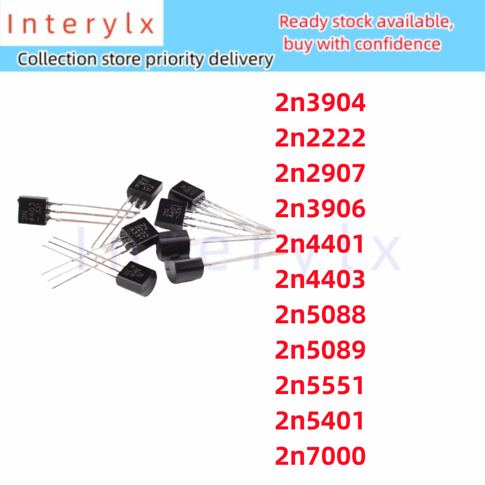 50pcs/lot 2N3904 TO-92 2N2222 2N2907 2N3906 2N4401 2N4403 2N5088 2N5089 ...