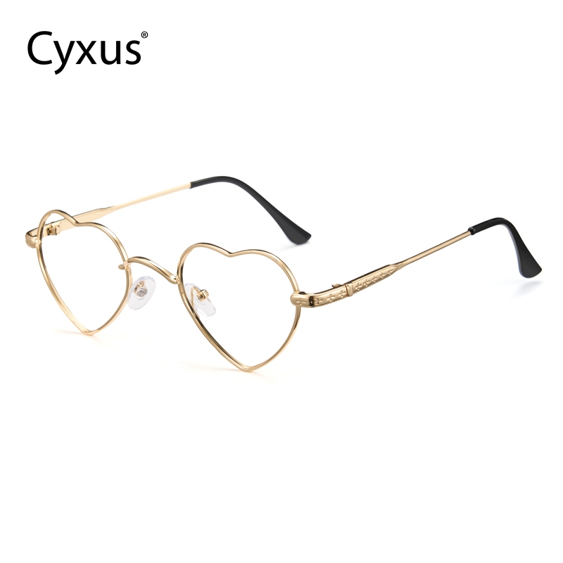 Cyxus Heart shaped Frame Non anti blue Light Glasses Metal Frame AC Lenses For Men And Women