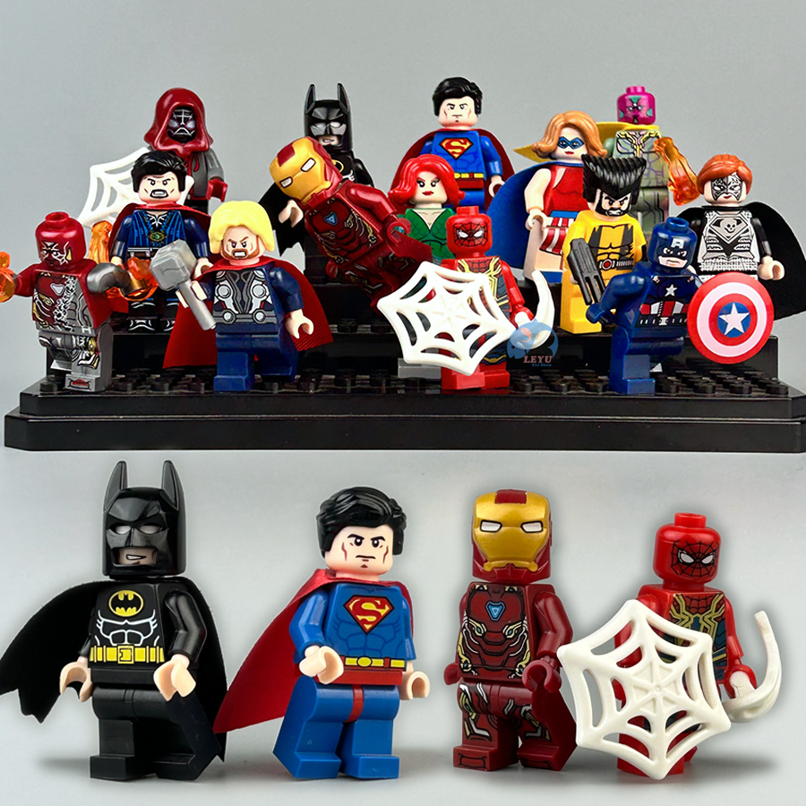 16pcs Superhero Minifigure Toy Sets, Marvel Character Building Blocks ...