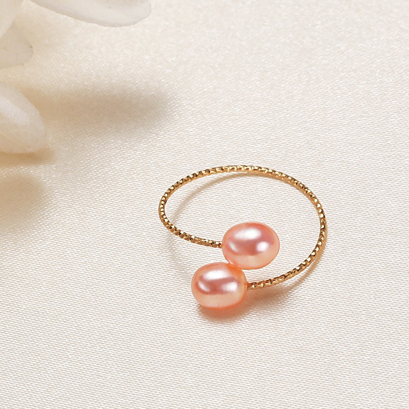 Pearl Ring 14K Gold Wrap Single Ring Double Ring | Shopee Philippines