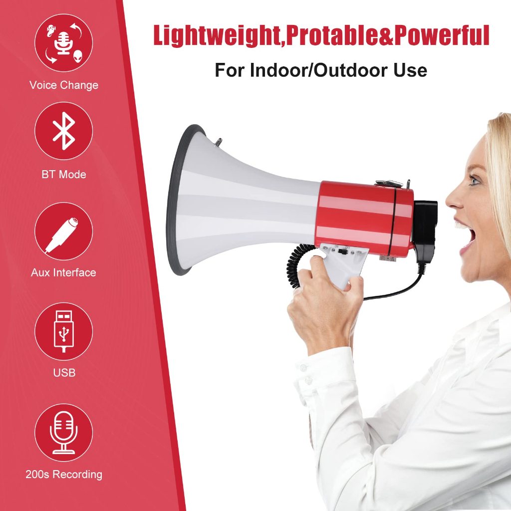 Handheld Megaphone With Recorder Megaphone Speaker 300s Recording Comes ...