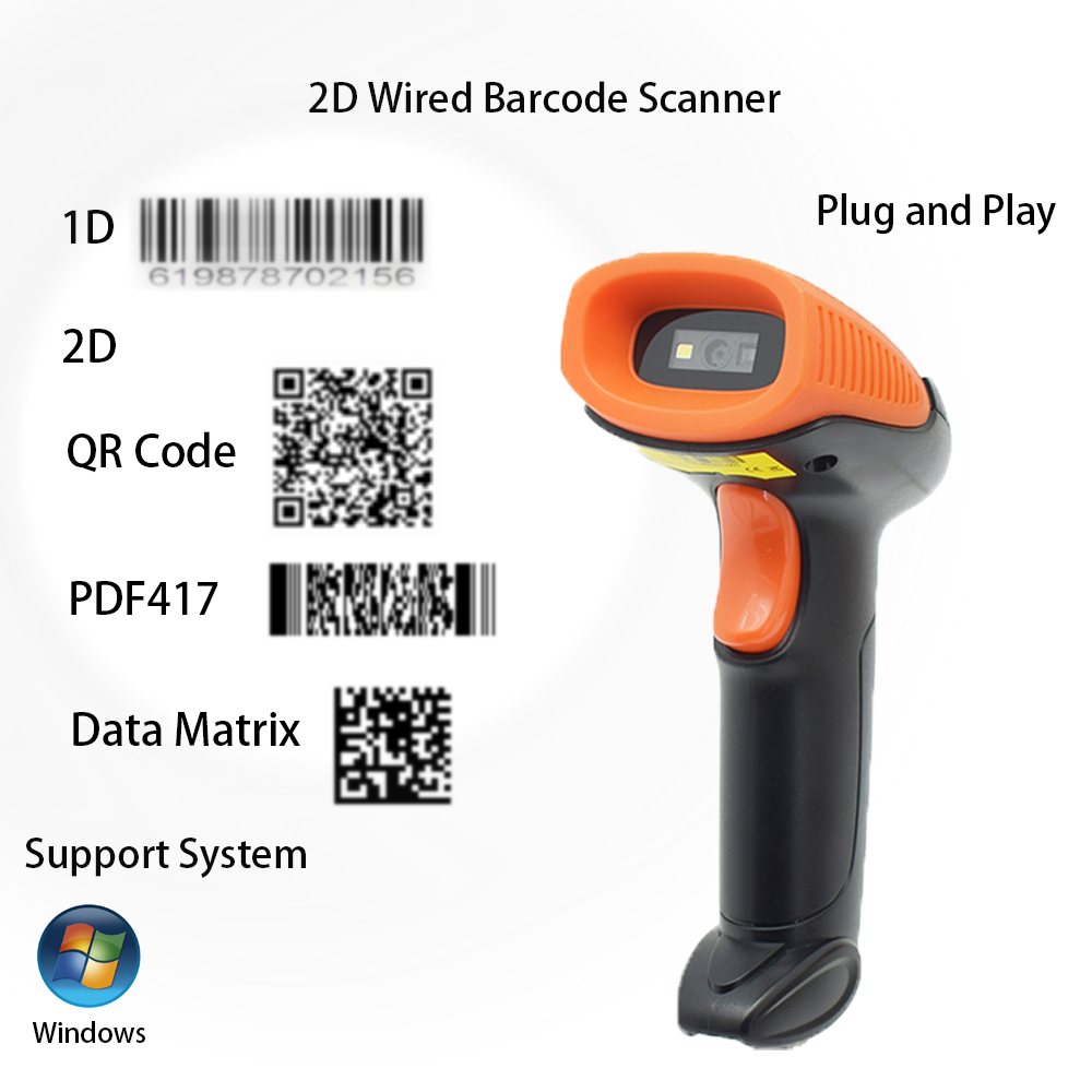 Wired 1D 2d USB Handheld barcode Reader Wired QR code Scanner | Shopee ...