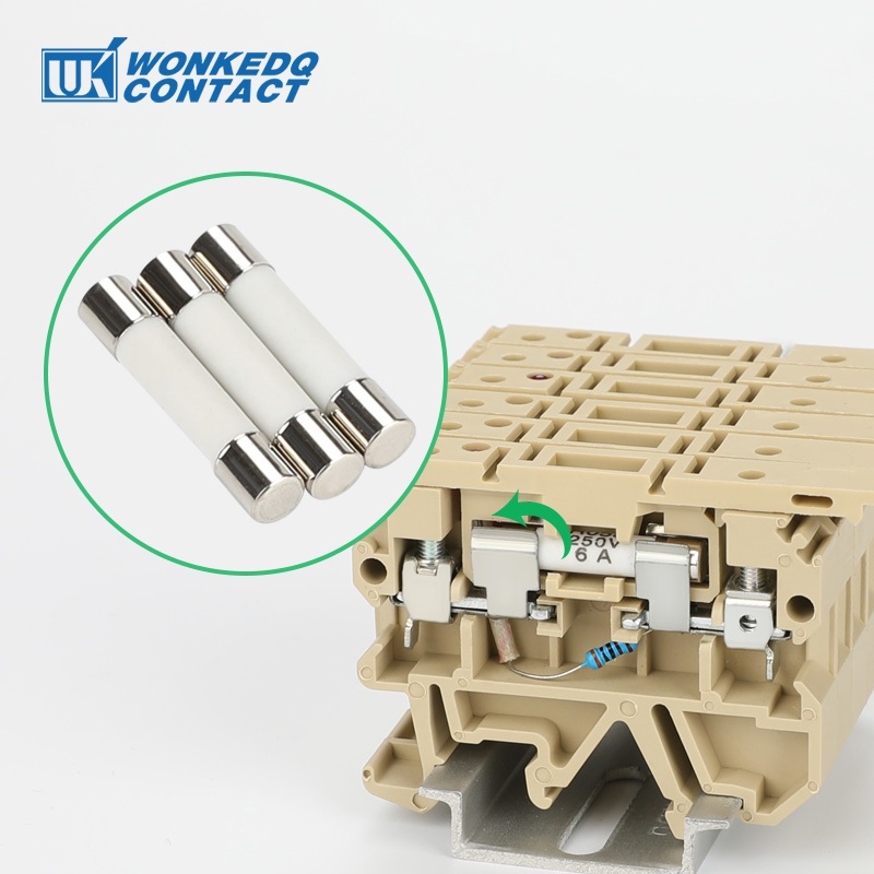 100Pcs Terminal Block Fuse 5x25mm 5x20mm Glass Tube Fast-Blow 0.5A 1A ...