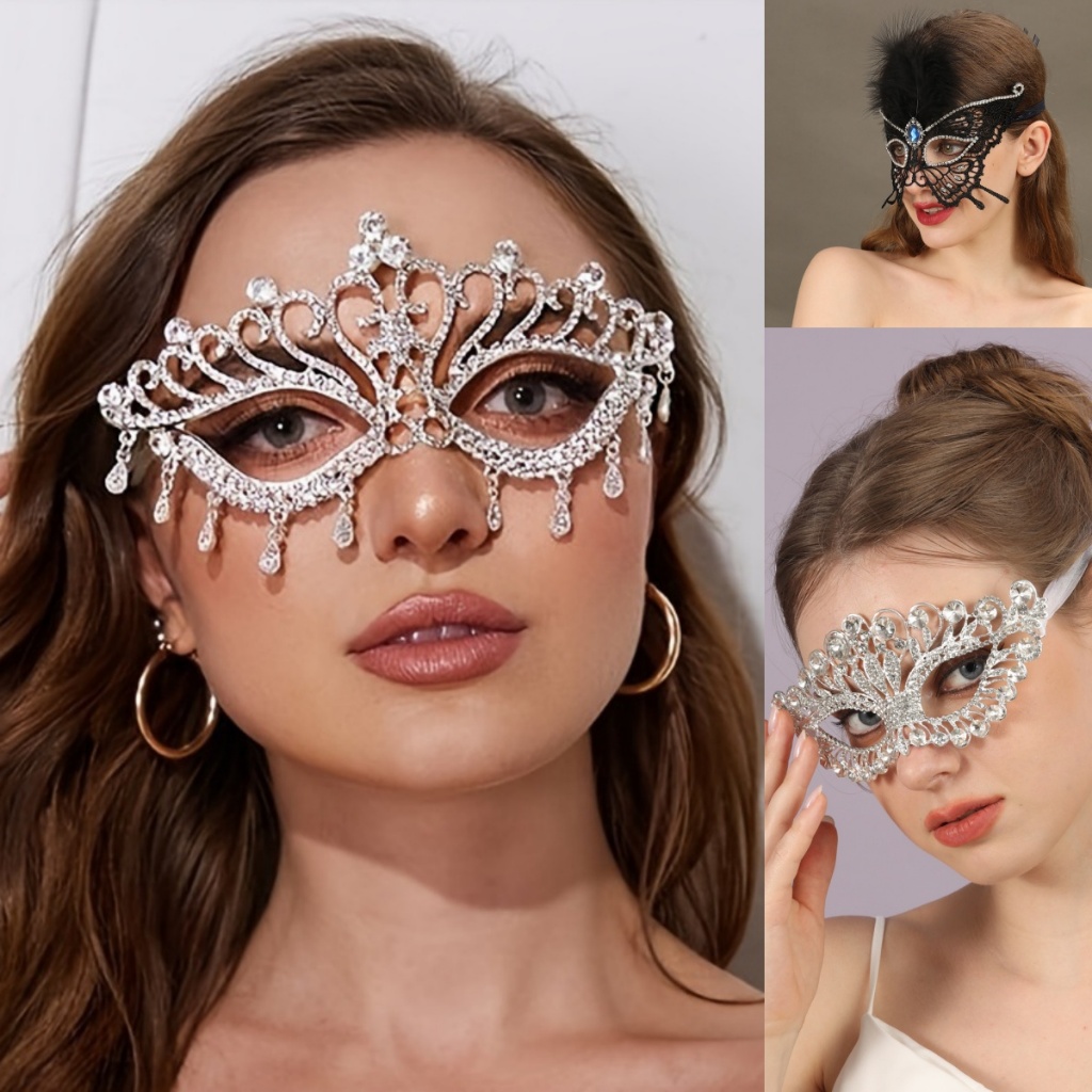 Rhinestone Masquerade Mask Women Skin-friendly Luxurious Mask with ...