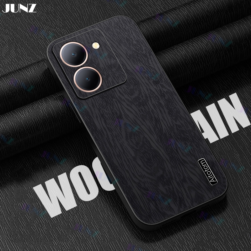 Hard Cover for VIVO Y36 Nature Wood Grain Leather Phone Case Shockproof ...