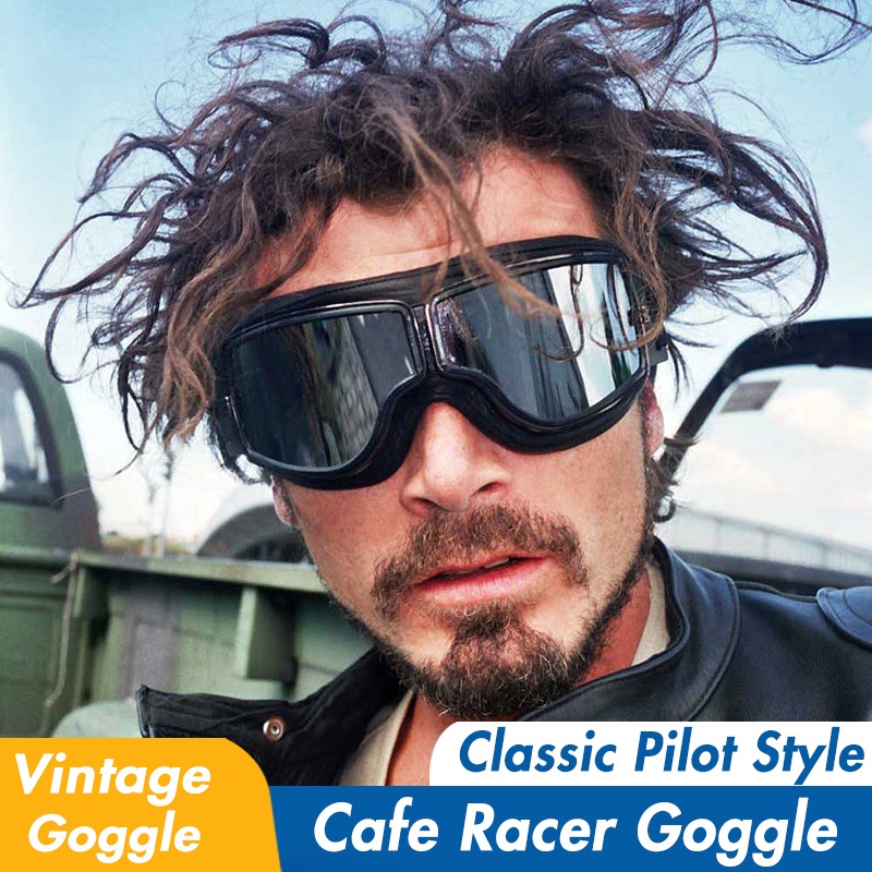 Retro Cafe Racer Goggle Motorcycle Goggles Vintage Pilot Leather Riding ...