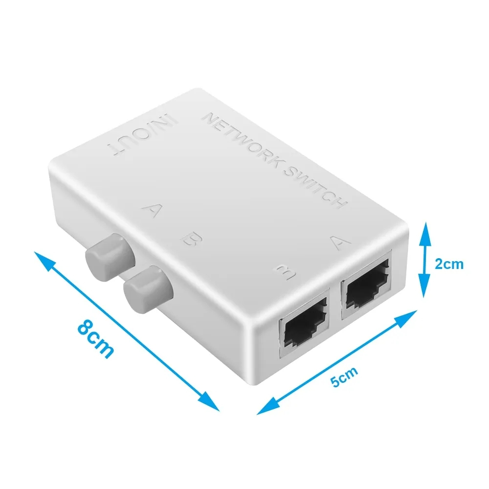 2 Ports RJ45 LAN CAT6 Network Switch Selector Internal External Network ...