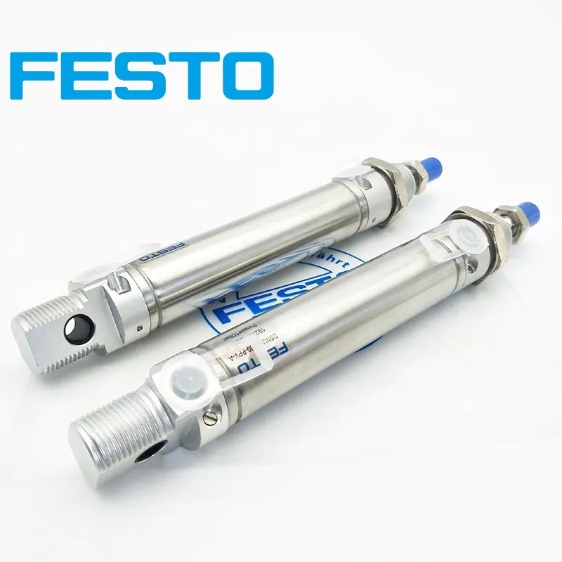 Festo Pneumatikzylinder DSNU-20-…-PPV-A – 20 Mm Kolben, Verschiedene Hübe (10/25/40/50) – Doppeltwirkend, Einfach Wählbar