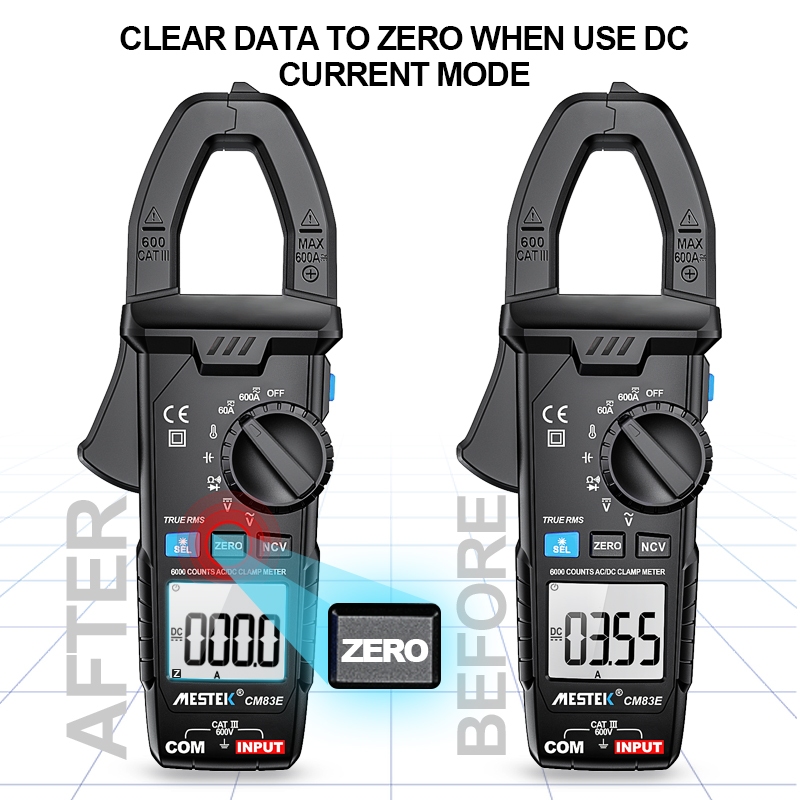 Clamp Multimeter AC DC Current Clamp Meter Temperature Measure On-Off ...