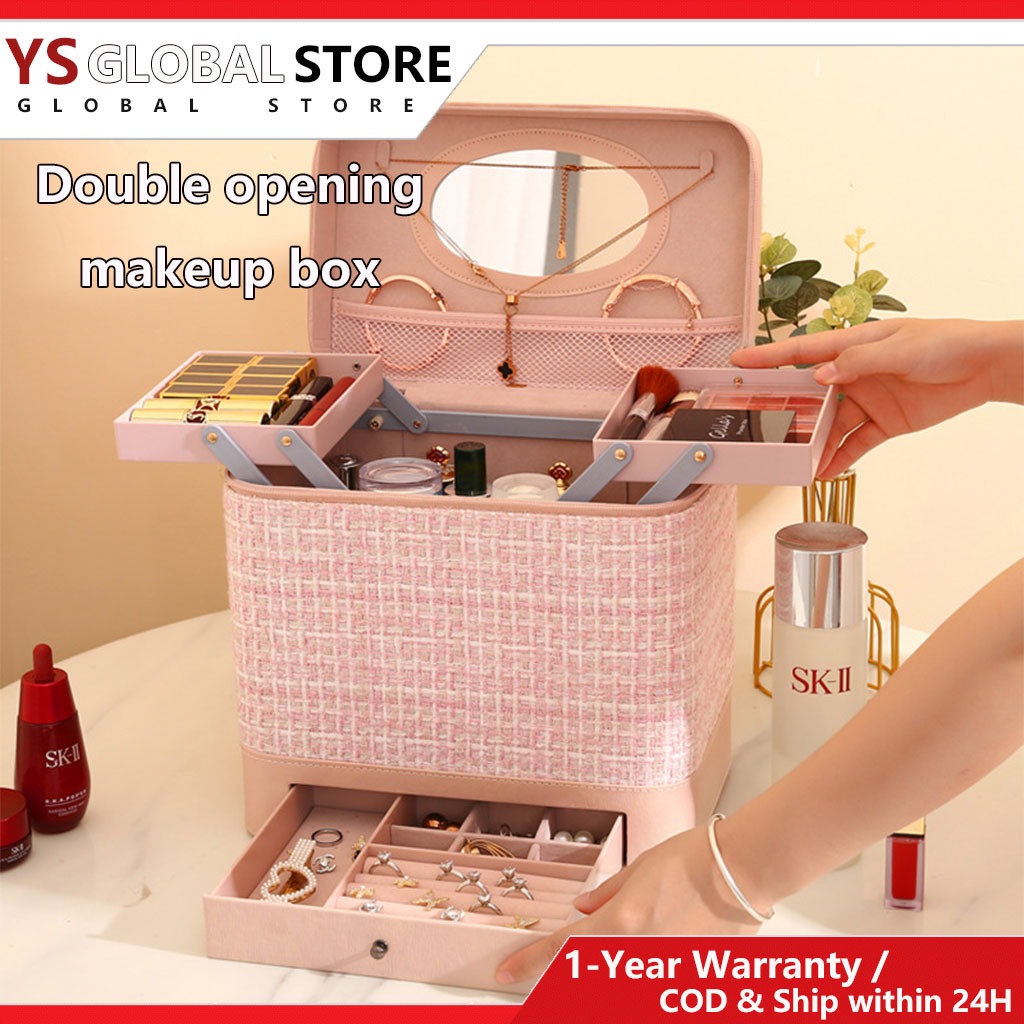 Make Up Box Make Up Bag With Mirror Cosmetic Bag Female Portable ...