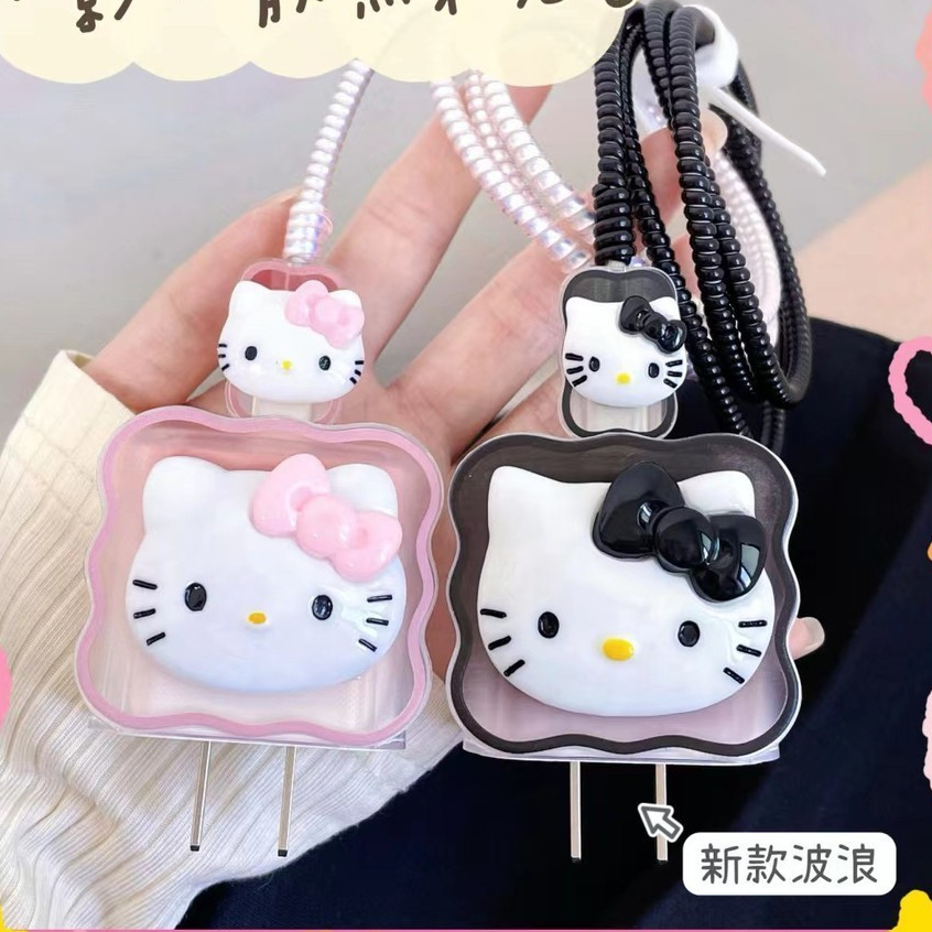 Cute Cartoon Hello Kitty Wavy Border Silicone Charger Protective Case ...