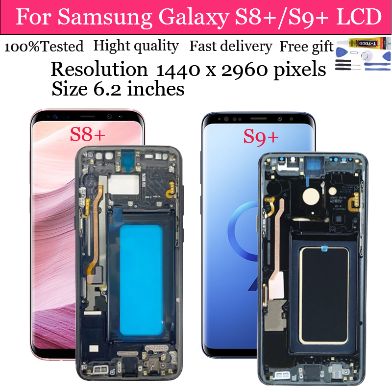 Original Amoled For Samsung Galaxy S8 S9 G955 G955f Lcd With Frame Touch Screen Digitizer For