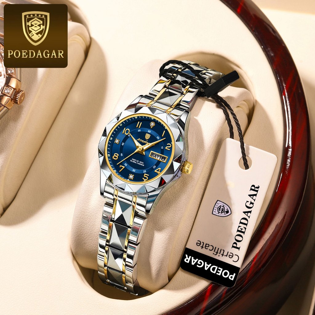 POEDAGAR Watch For Woman Waterproof Original Stainless Steel Ladies ...