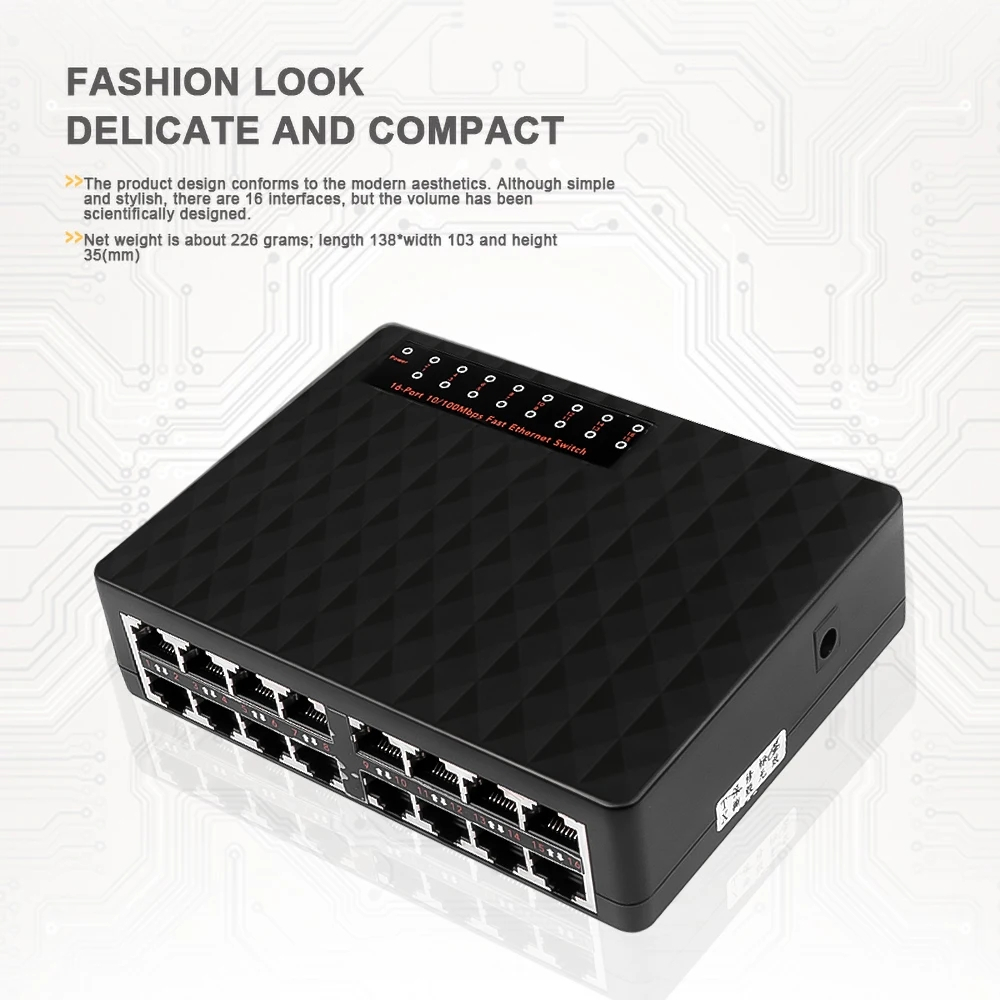 16 Port 100Mbps Network Switch Fast Ethernet Smart Switcher High ...