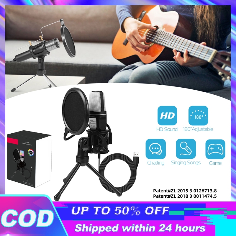 Microfone Condensador USB RGB para Jogos e Streaming - Ideal para PC e Laptop, Perfeito para