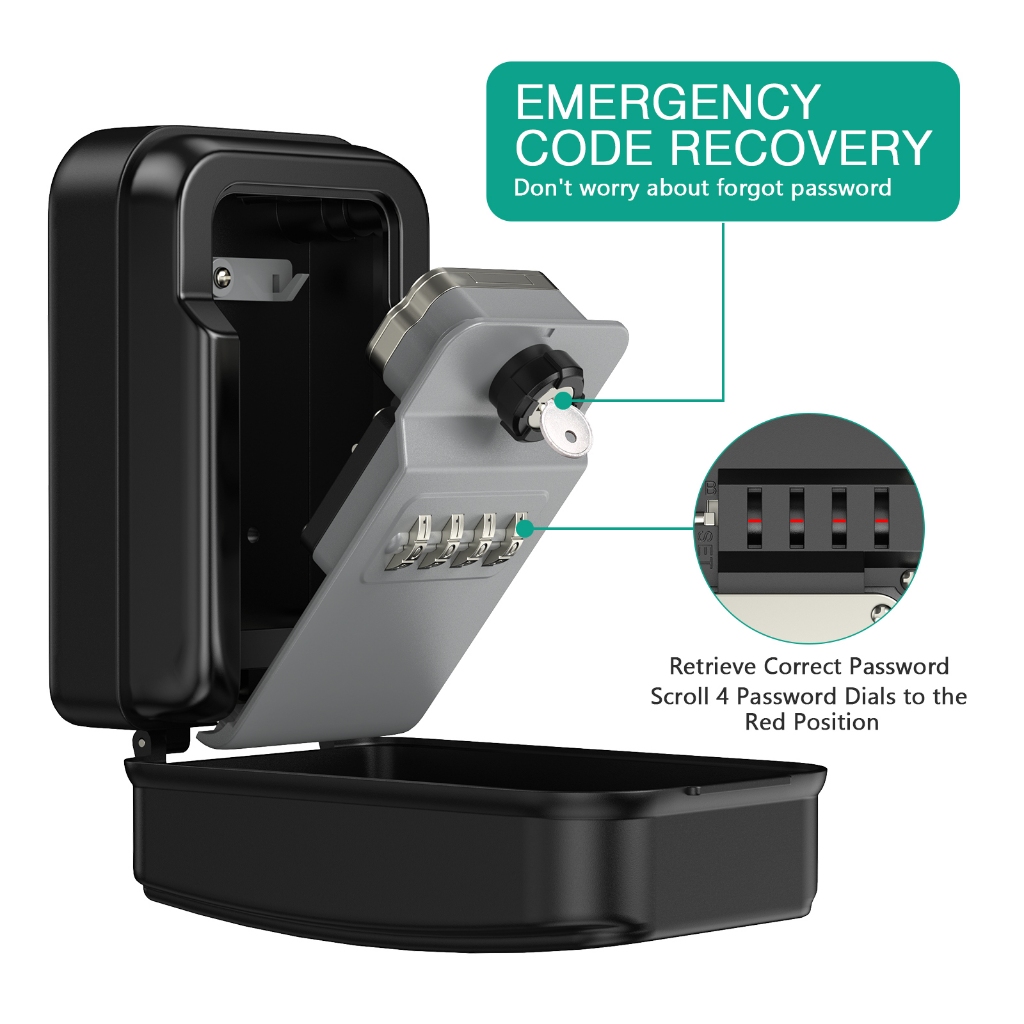 ORIA Travel Safe Lock Box – Portable 4-Digit Combination Security Case, Waterproof, With Removable Steel Cable | For Home, Car, Hotel, Gym & Travel