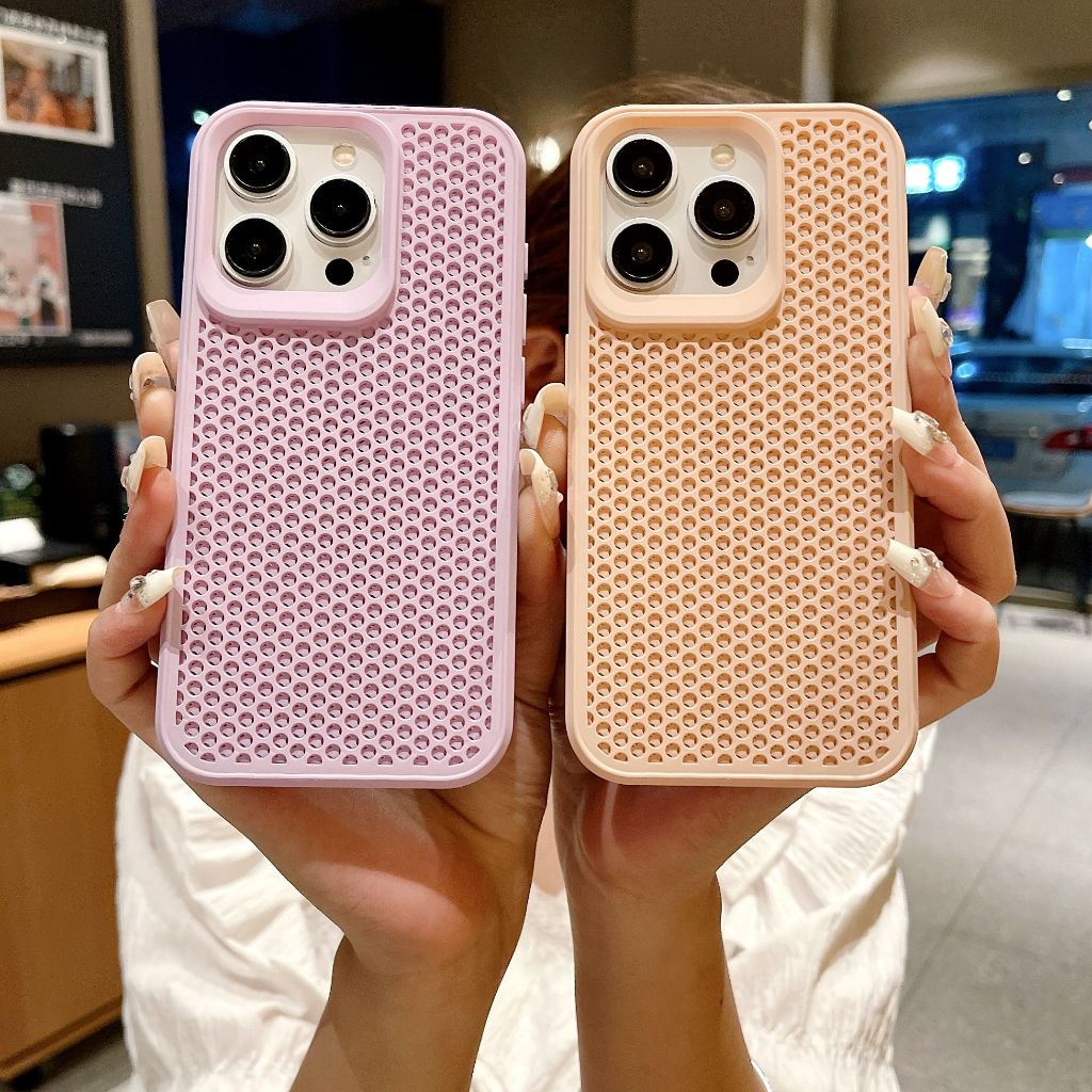 Luxury Mesh Heat Dissipation Shockproof Pink Casing For iphone 16 pro ...