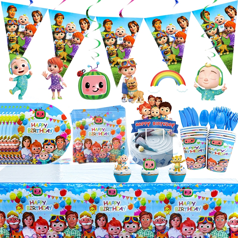 Cocomelon Birthday Party Decor Paper Plate Napkin Cup Disposable ...