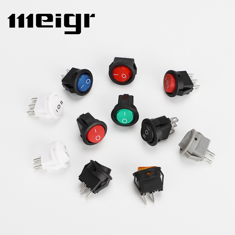 5pcs KCD1 16.5MM Circular Switch Rocker Switch 2pin Red Black ON-OFF 6A ...
