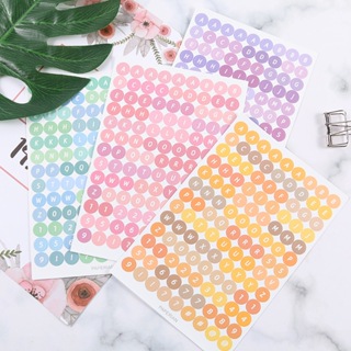 Kawaii Alphabet Letter and Numbers Stickers Tearable Round Dot Stickers ...