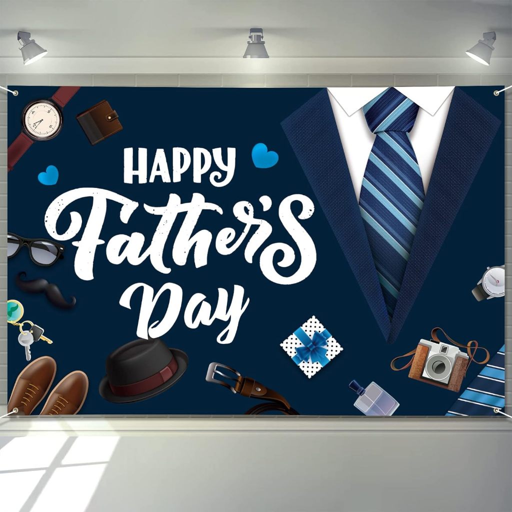 Fathers Day Banner Decorations Happy Father's Day Backdrop Suit Tie ...