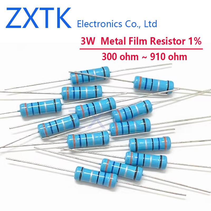10PCS Metal Film Resistor 3W 300 ohm 330 360 390 430 470 510 560 620 ...