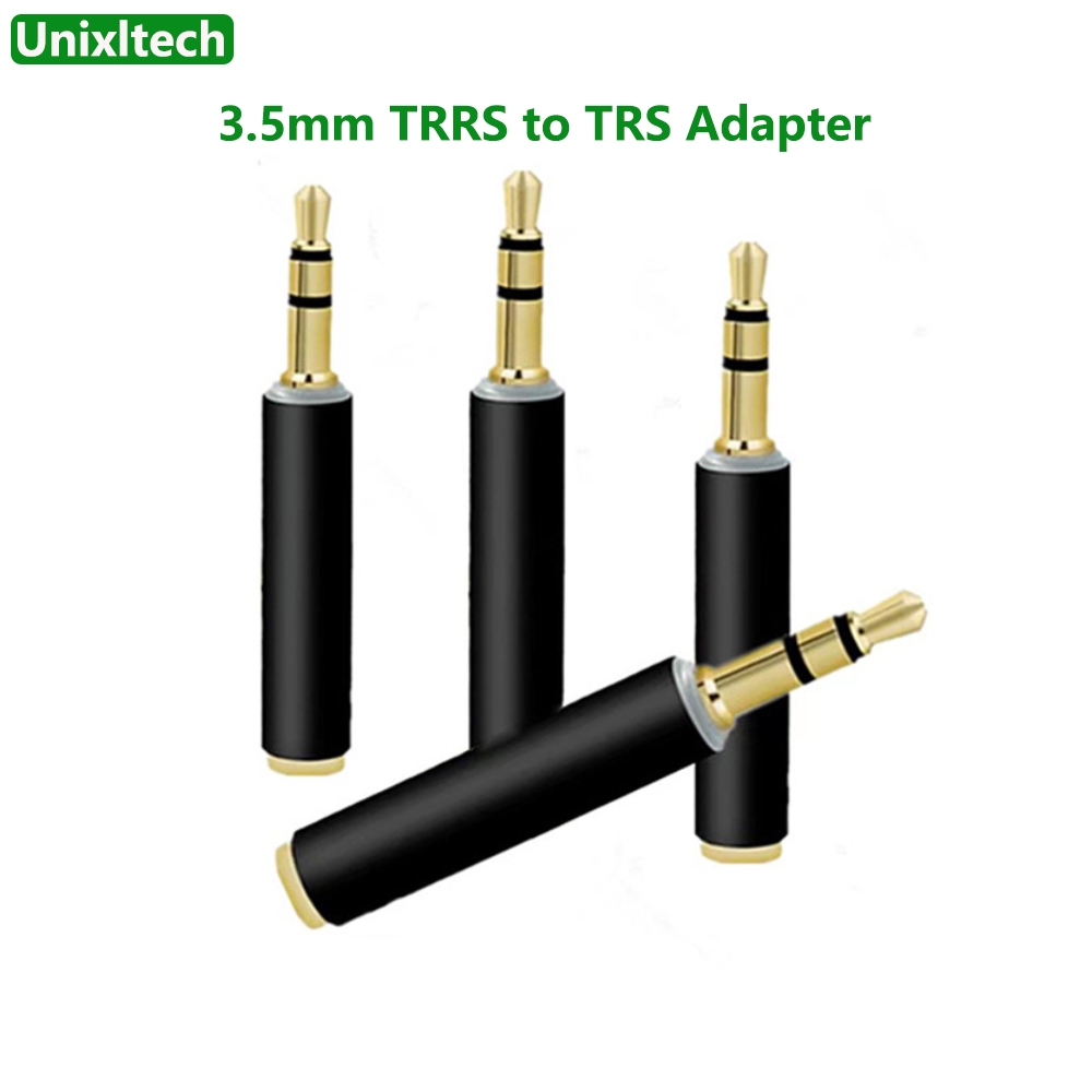 3.5mm TRRS to TRS Adapter 4 Pole to 3 Pole Aux Connector Converter for Lavalier Microphone DSLR