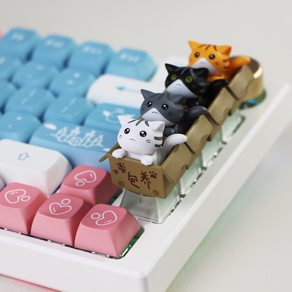 Cute Cat Artisan Keycaps OEM Profile R4 Transparent keycaps for ...