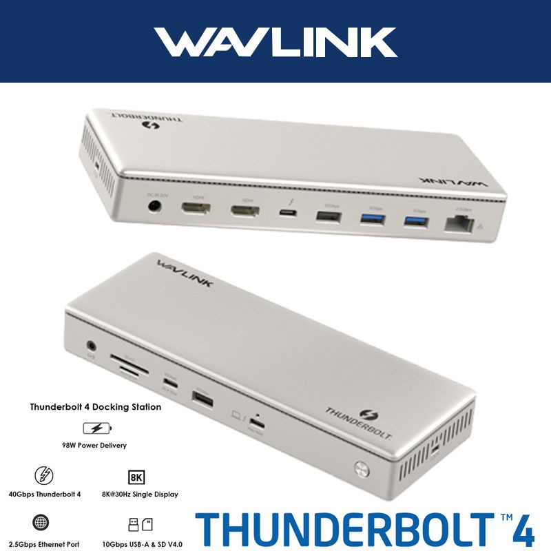 Dock Thunderbolt 4 WAVLINK - Doppio Display 4K 60Hz, 100W PD, USB-A 3.2 - Per MacBook E Laptop - Foto 9