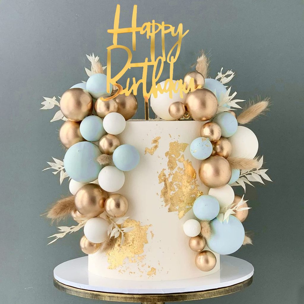 10Pcs/Set Blue Sliver Ball Cake Decoration Blue Sliver Ball Cake Topper ...