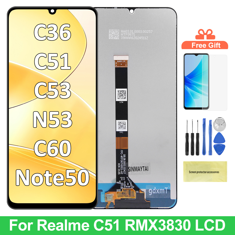 For Realme C36/C51/C53/N53/C60/Note 50 LCD Display Touch Screen With ...