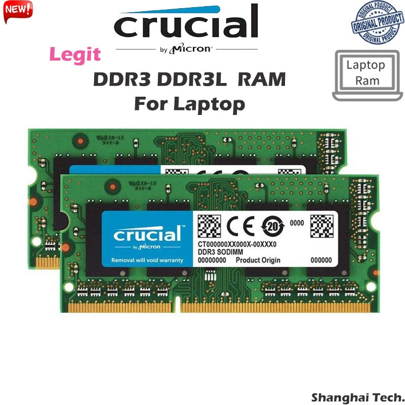 Crucial Laptop RAM ddr3/ddr3l 8gb 4gb 1600mhz/1333mhz/1066mhz