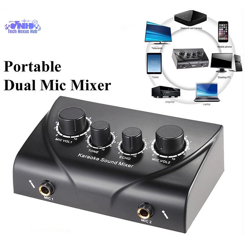 Audio Mixer Amplifier Portable Dual Mic Inputs For Amplifier ...