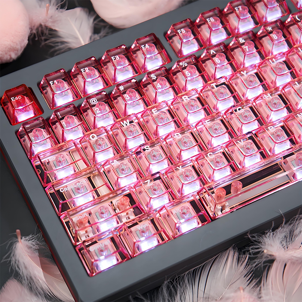 Agate Pink Transparent Keycaps 157Key/Set PC Material Keycap Cherry ...