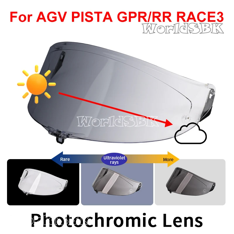 Photochromic Lens Visor for AGV PISTA GP RR GP R CORSA R RACE 3 Helmet