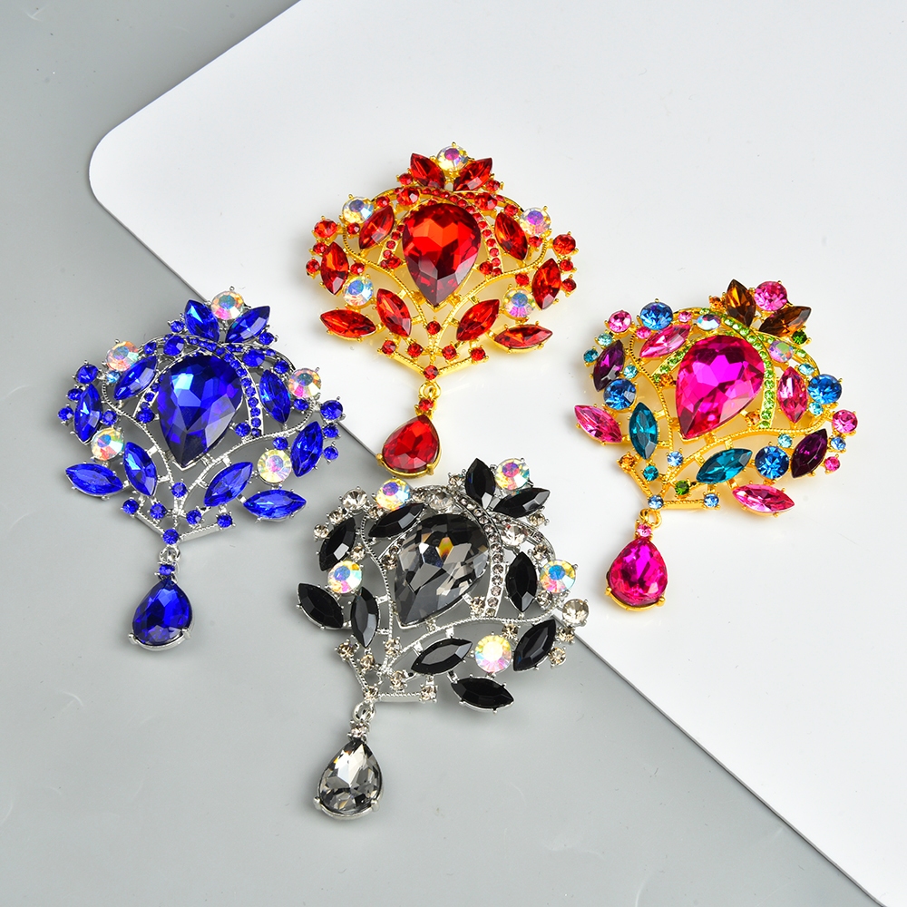 High Quality Large Crystal Teardrop Brooch Pins for Women Wedding Bouquets  Art Decor Jewelry