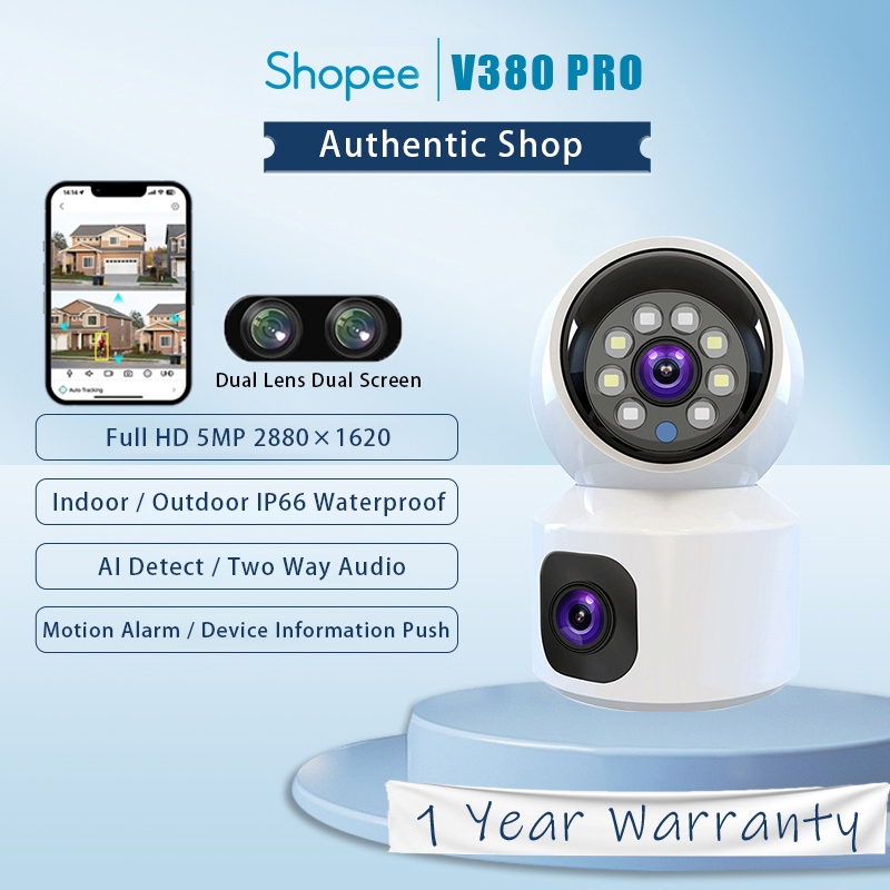 V380 Pro CCTV Wifi PTZ Camera Dual Lens HD 1080P IP Camera Auto ...