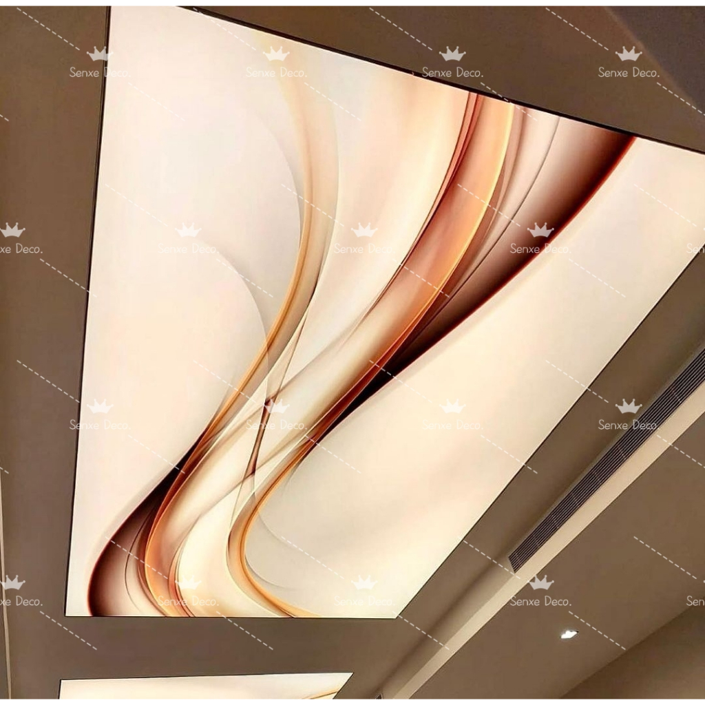 SA 3D2401 Abstract Wave Pattern Gold Line Plafond Tendu Ceiling Film ...