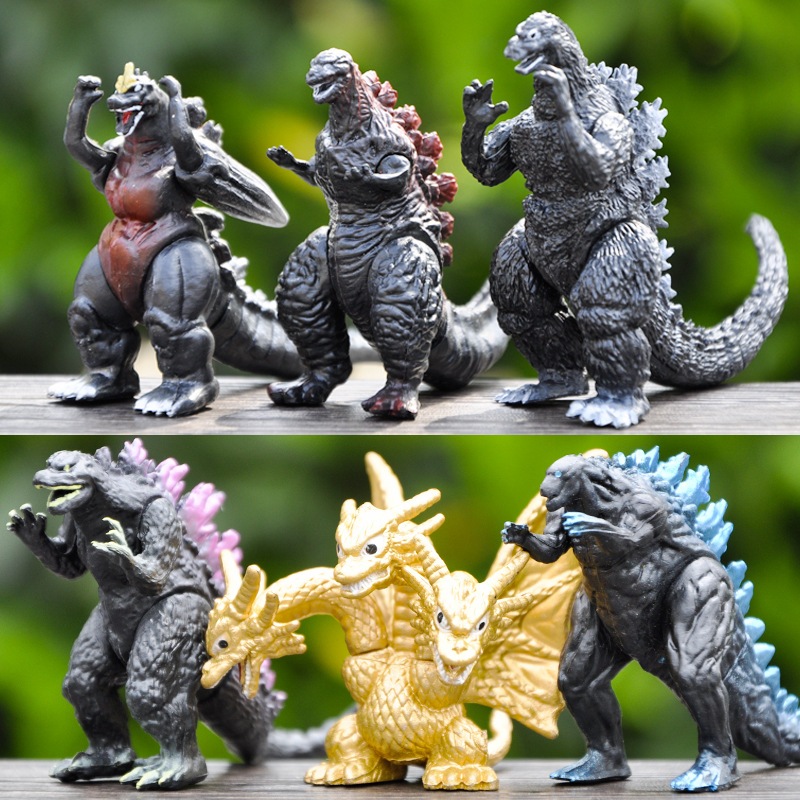 6Pcs/Set Movie Godzilla: King of Monsters Figure Gold King Ghidorah ...