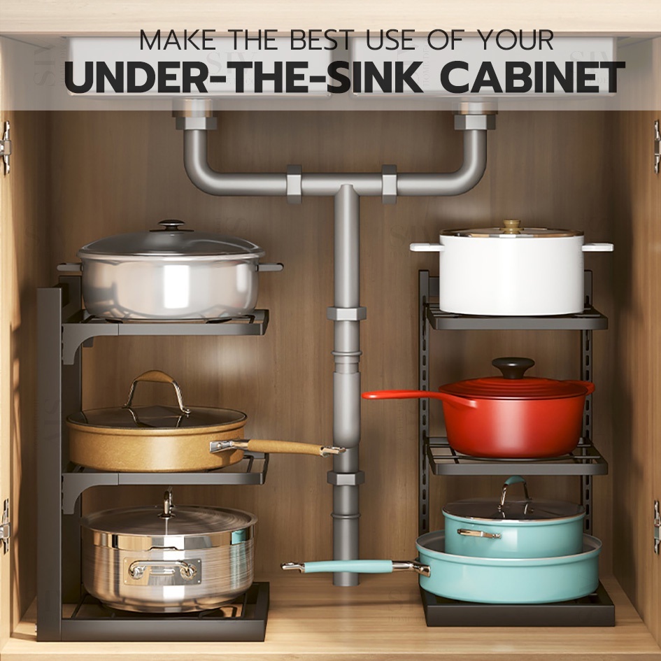 Adjustable Kitchen rack Kitchen Pan Organizer 2-5 layer Pot Rack ...