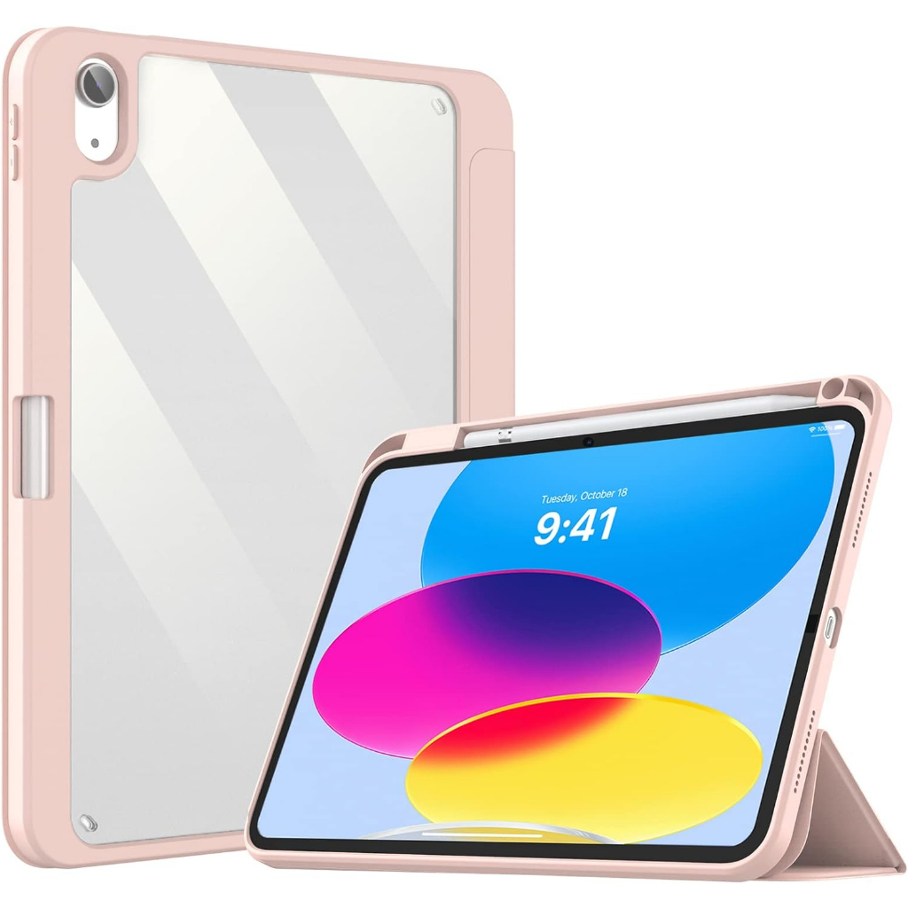 DTTO Colorful Flowers IPad Case For 11th/10th Gen (2025/2022) - Clear Protective Cover With Stand & Pencil Holder