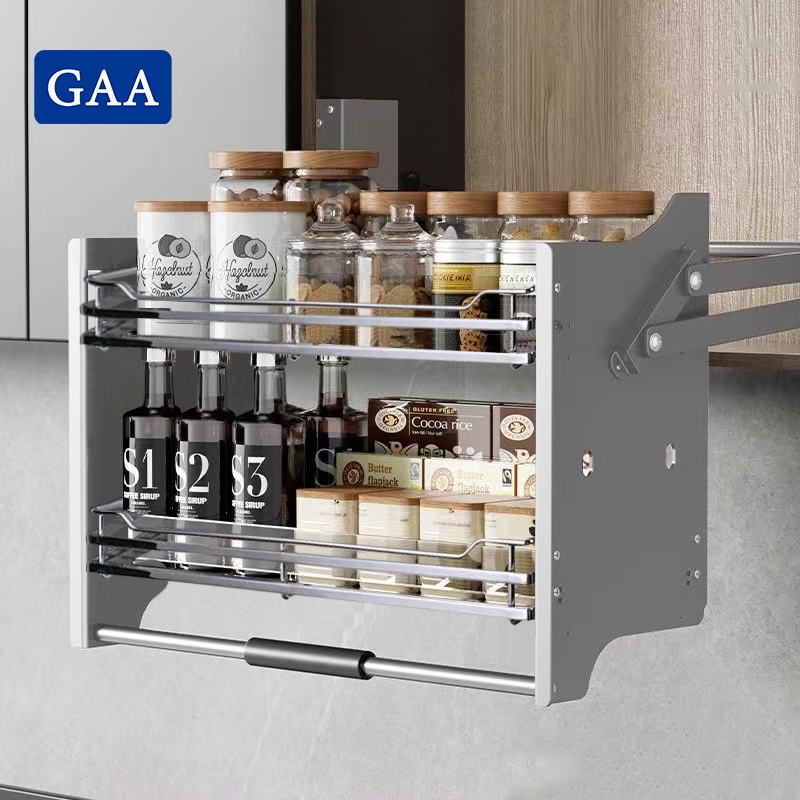 GAA Adjustable Pull Out Basket Pull Down Dish Rack Pull Wall Cupboard ...