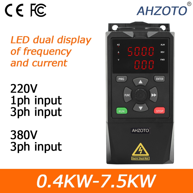 VFD 220V 380V LED Dual Display Of Frequency And Current 0.4KW-7.5KW ...