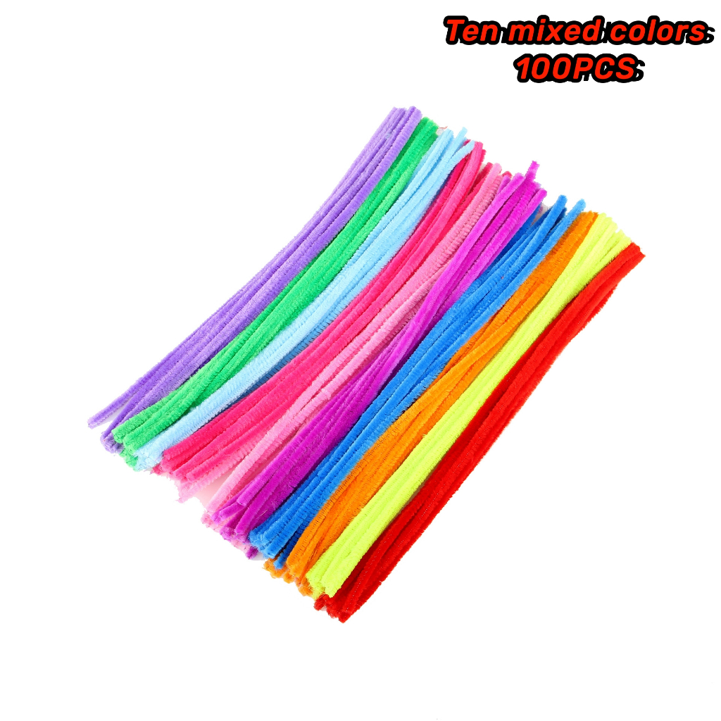90 à 100 Fils Chenille Multicolores Pour Enfants – DIY, Bricolage, Créations Manuelles – Taille 6 X 300 Mm – Souples Et Faciles à Couper