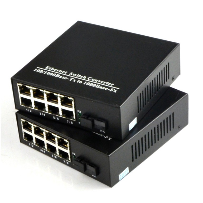 1000M 8 Port Fiber Media Converter Gigabit Fiber Switch Single Mode ...